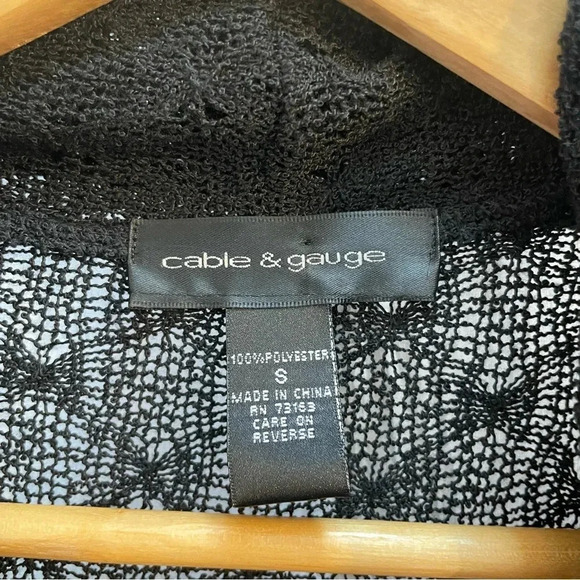 Cable & Gauge Black Sleeveless Lace Sweater Cardigan, S - Picture 5 of 8